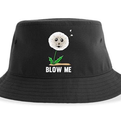 Funny Blow Me Seal Face Dandelion Meme Sustainable Bucket Hat