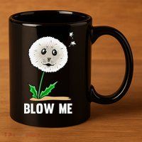 Funny Blow Me Seal Face Dandelion Meme 11oz C Handle Ceramic Mug