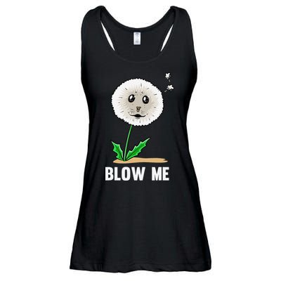 Funny Blow Me Seal Face Dandelion Meme Ladies Essential Flowy Tank