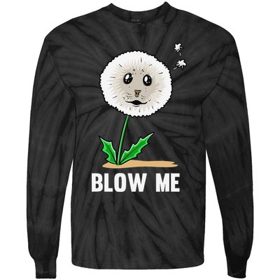 Funny Blow Me Seal Face Dandelion Meme Tie-Dye Long Sleeve Shirt