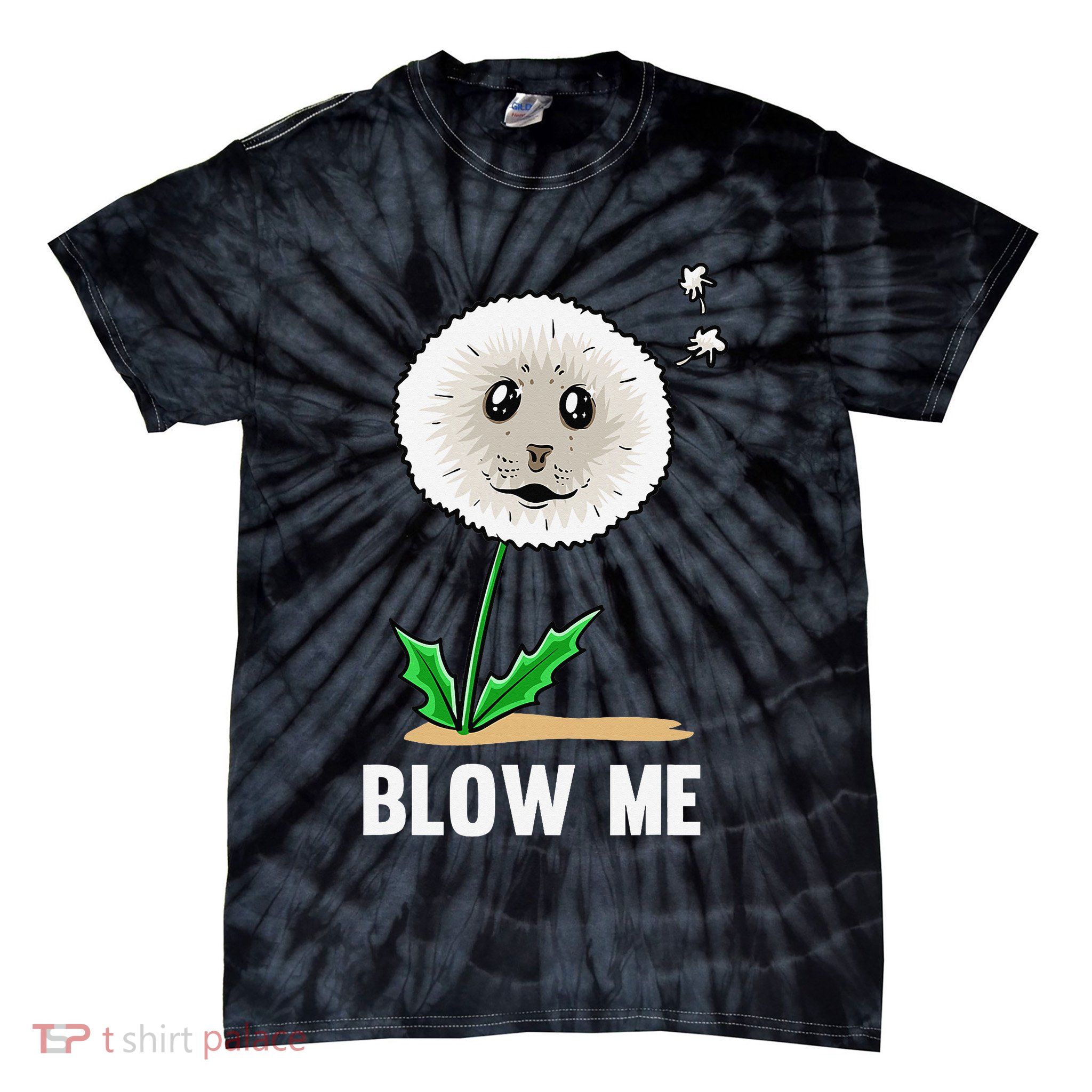 Funny Blow Me Seal Face Dandelion Meme Tie-Dye T-Shirt