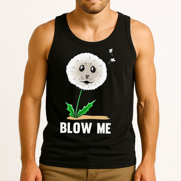 Funny Blow Me Seal Face Dandelion Meme Tank Top