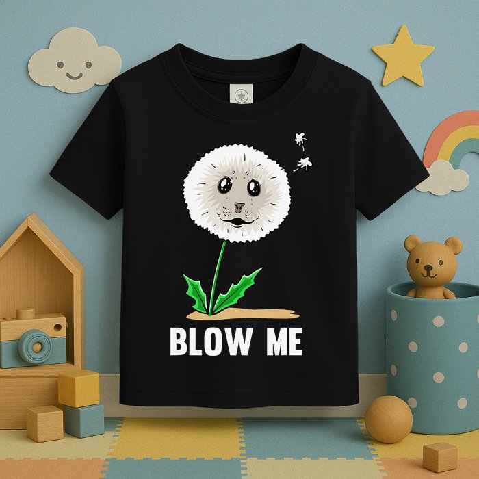 Funny Blow Me Seal Face Dandelion Meme Toddler T-Shirt