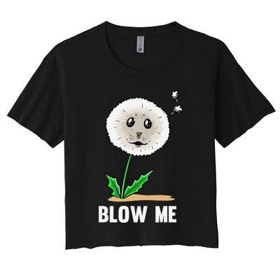 Funny Blow Me Seal Face Dandelion Meme Crop Top