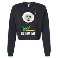 Funny Blow Me Seal Face Dandelion Meme Cropped Pullover Crew