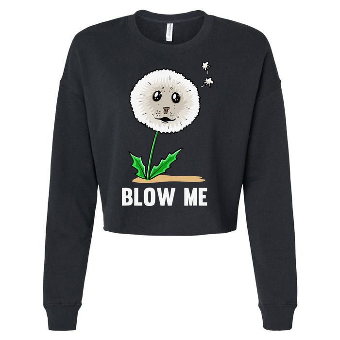 Funny Blow Me Seal Face Dandelion Meme Cropped Pullover Crew
