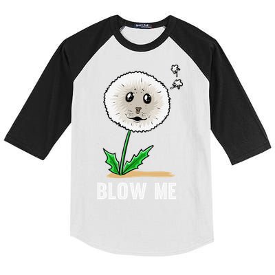 Funny Blow Me Seal Face Dandelion Meme Kids Colorblock Raglan Jersey