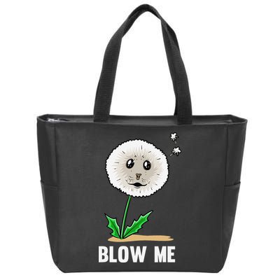 Funny Blow Me Seal Face Dandelion Meme Zip Tote Bag