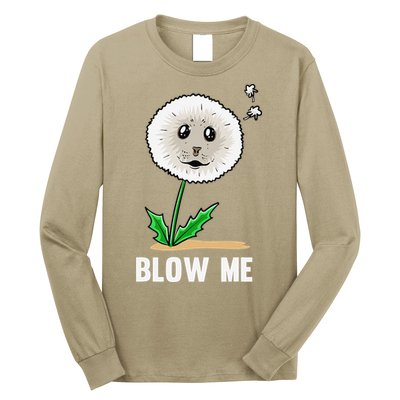Funny Blow Me Seal Face Dandelion Meme Long Sleeve Shirt
