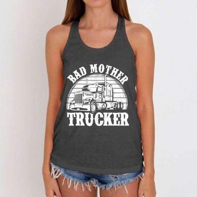 Funny Bad Mother Trucker Gift For Truck Driver Gag Women's Knotted Racerback Tank