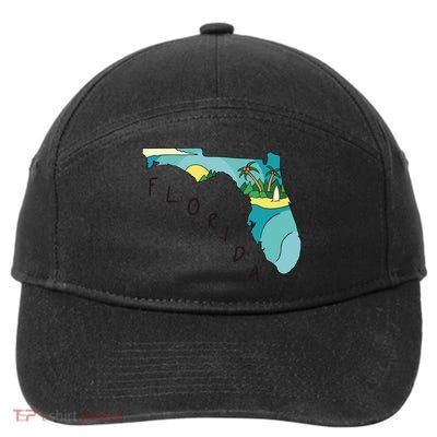 Florida Beach Map 7-Panel Snapback Hat