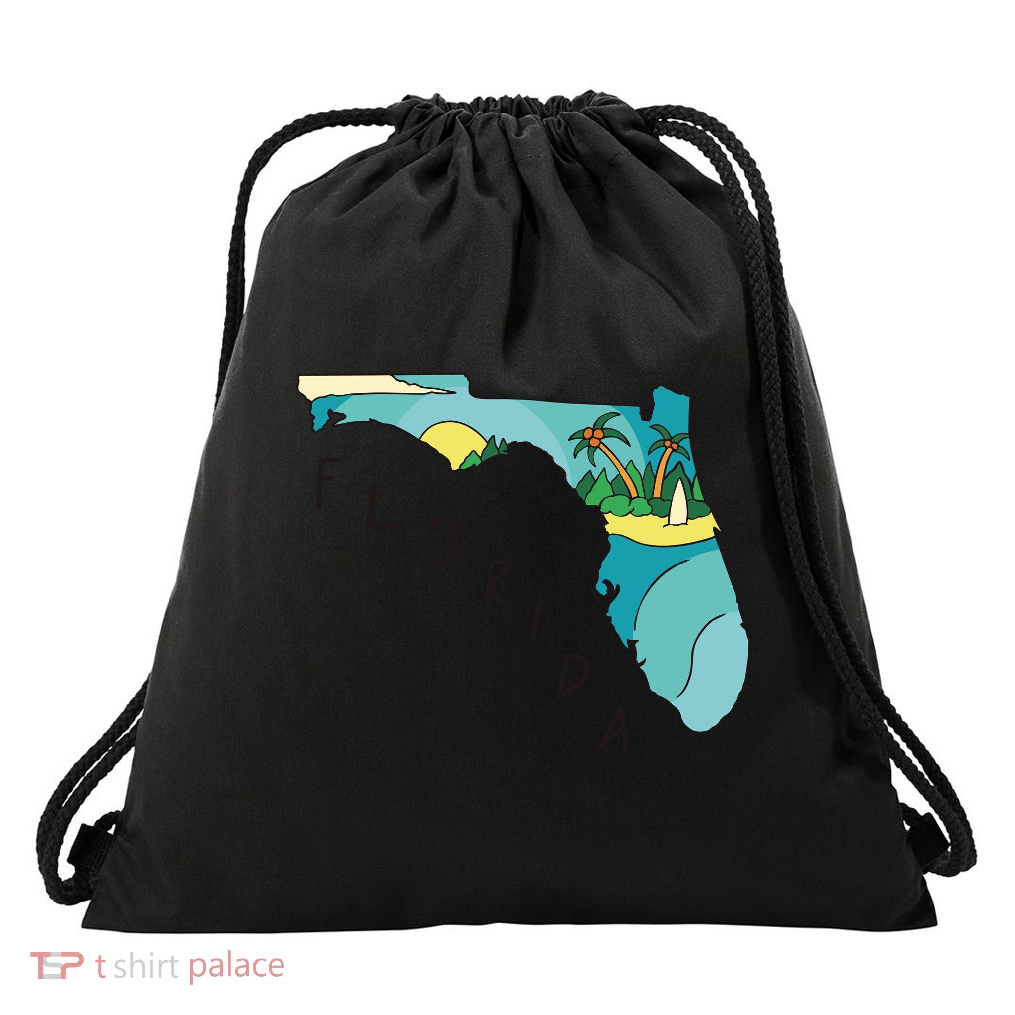 Florida Beach Map Drawstring Bag