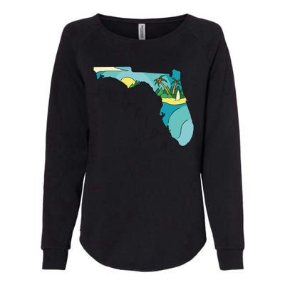 Florida Beach Map Womens California Wash Sweatshirt