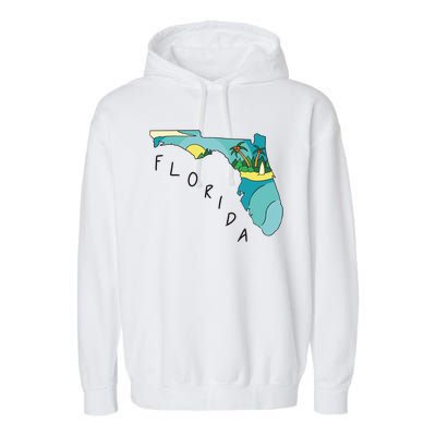 Florida Beach Map Garment-Dyed Fleece Hoodie