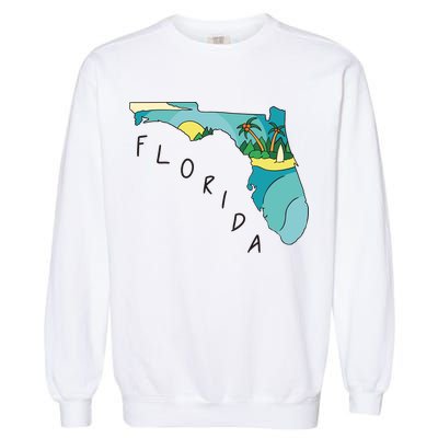 Florida Beach Map Garment-Dyed Sweatshirt