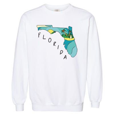 Florida Beach Map Garment-Dyed Sweatshirt