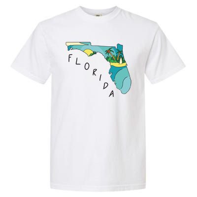 Florida Beach Map Garment-Dyed Heavyweight T-Shirt