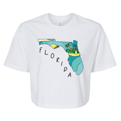 Florida Beach Map Bella+Canvas Jersey Crop Tee