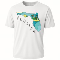 Florida Beach Map Cooling Performance Crew T-Shirt