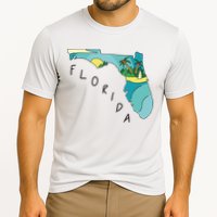 Florida Beach Map Cooling Performance Crew T-Shirt