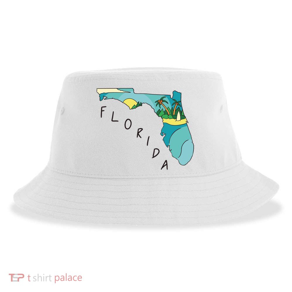 Florida Beach Map Sustainable Bucket Hat