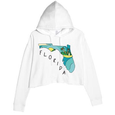 Florida Beach Map Crop Fleece Hoodie