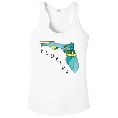 Florida Beach Map Ladies PosiCharge Competitor Racerback Tank