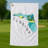 Florida Beach Map Golf Towel