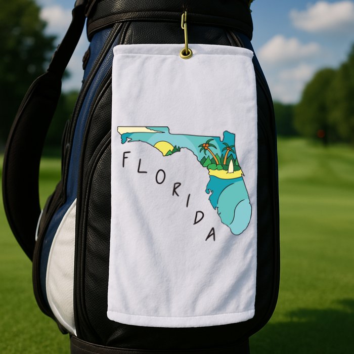Florida Beach Map Golf Towel