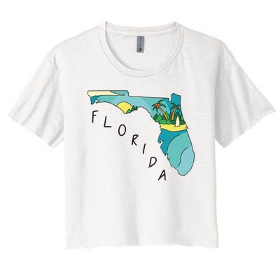 Florida Beach Map Women's Crop Top Tee