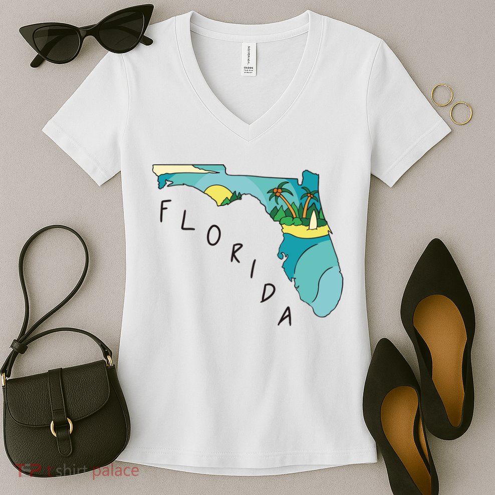 Florida Beach Map Women's V-Neck T-Shirt