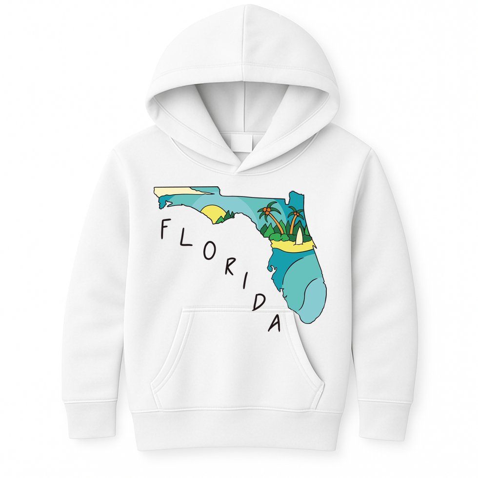 Florida Beach Map Kids Hoodie