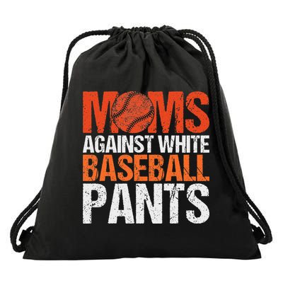 Funny Baseball Moms Against White Baseball Pants Drawstring Bag