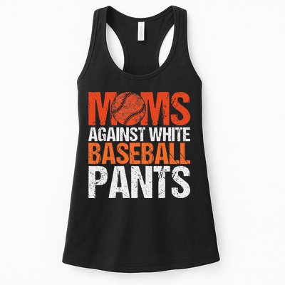 Funny Baseball Moms Against White Baseball Pants Womens Tank Top