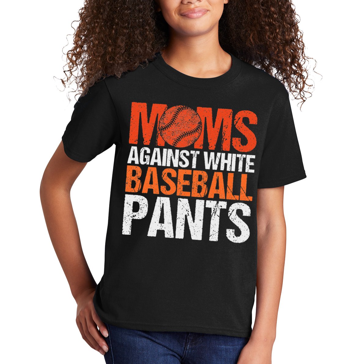 Funny Baseball Moms Against White Baseball Pants Kids T-Shirt