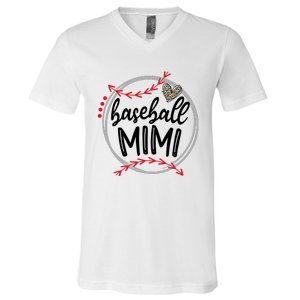 Funny Baseball Mimi Leopard Baseball Lovers V-Neck T-Shirt