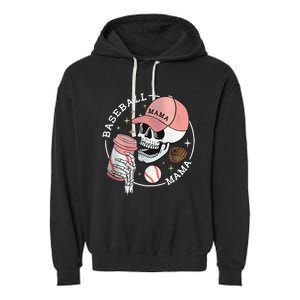 Funny Baseball Mama Skull Happy Mother's Day Funny Gift Garment-Dyed Fleece Hoodie