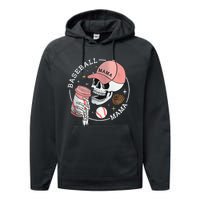 Funny Baseball Mama Skull Happy Mother's Day Funny Gift Performance Fleece Hoodie