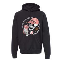 Funny Baseball Mama Skull Happy Mother's Day Funny Gift Premium Hoodie