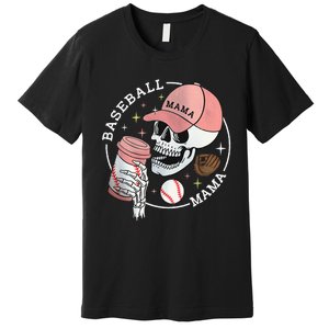 Funny Baseball Mama Skull Happy Mother's Day Funny Gift Premium T-Shirt