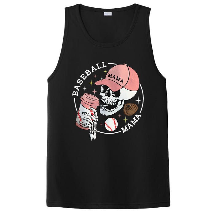 Funny Baseball Mama Skull Happy Mother's Day Funny Gift PosiCharge Competitor Tank