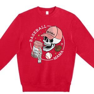 Funny Baseball Mama Skull Happy Mother's Day Funny Gift Premium Crewneck Sweatshirt