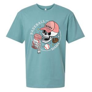 Funny Baseball Mama Skull Happy Mother's Day Funny Gift Sueded Cloud Jersey T-Shirt