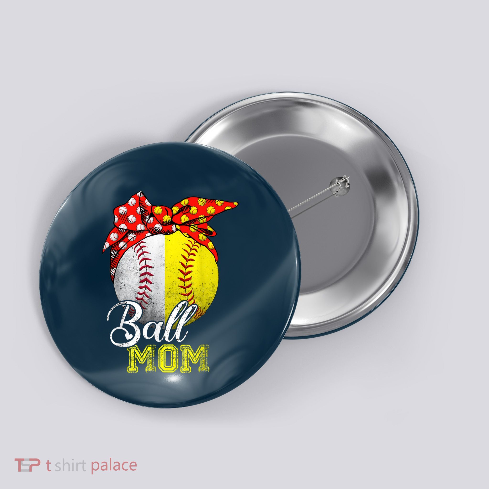 Funny Ball Mom Softball Baseball Gifts For Women Mothers Day Button