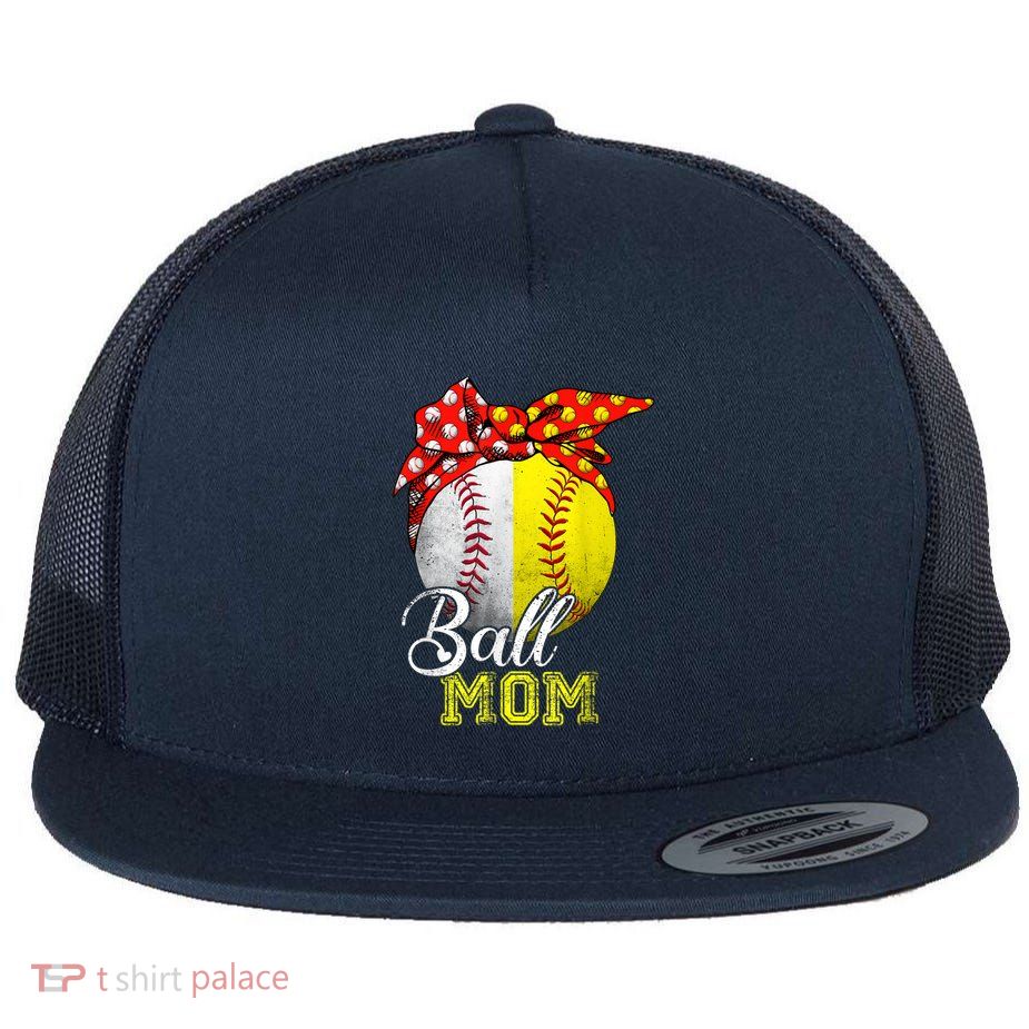 Funny Ball Mom Softball Baseball Gifts For Women Mothers Day Flatbill Hat