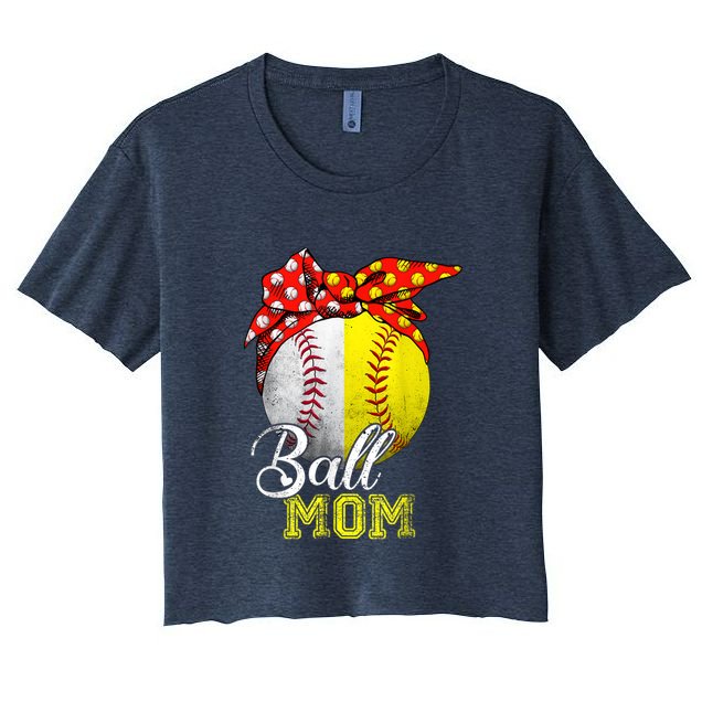 Funny Ball Mom Softball Baseball Gifts For Women Mothers Day Crop Top