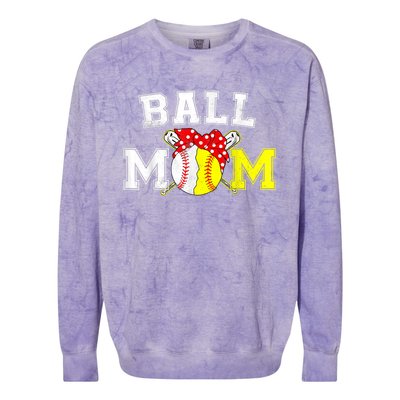 Funny Ball Mom Softball Baseball Gifts For Women Mothers Day Colorblast Crewneck Sweatshirt