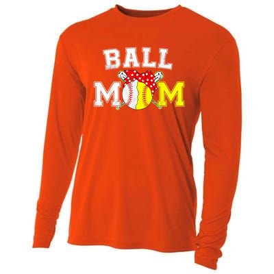 Funny Ball Mom Softball Baseball Gifts For Women Mothers Day Cooling Performance Long Sleeve Crew