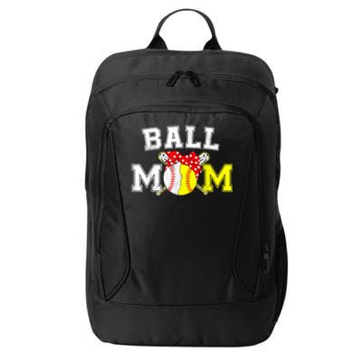 Funny Ball Mom Softball Baseball Gifts For Women Mothers Day City Backpack