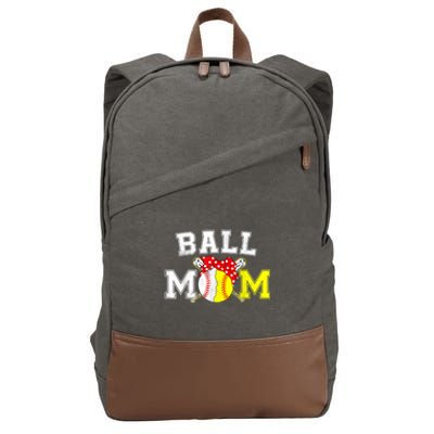 Funny Ball Mom Softball Baseball Gifts For Women Mothers Day Cotton Canvas Backpack